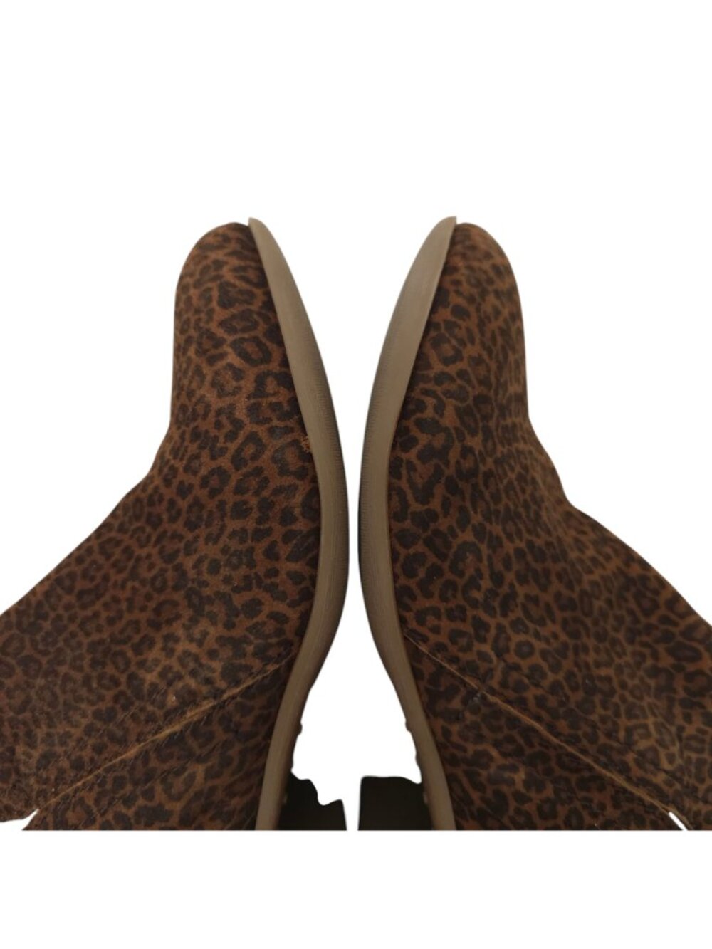 Diba Leopard Print Ankle Boots Womens 8.5 Brown Side Zip Stacked Heel Bootie - Picture 13 of 16